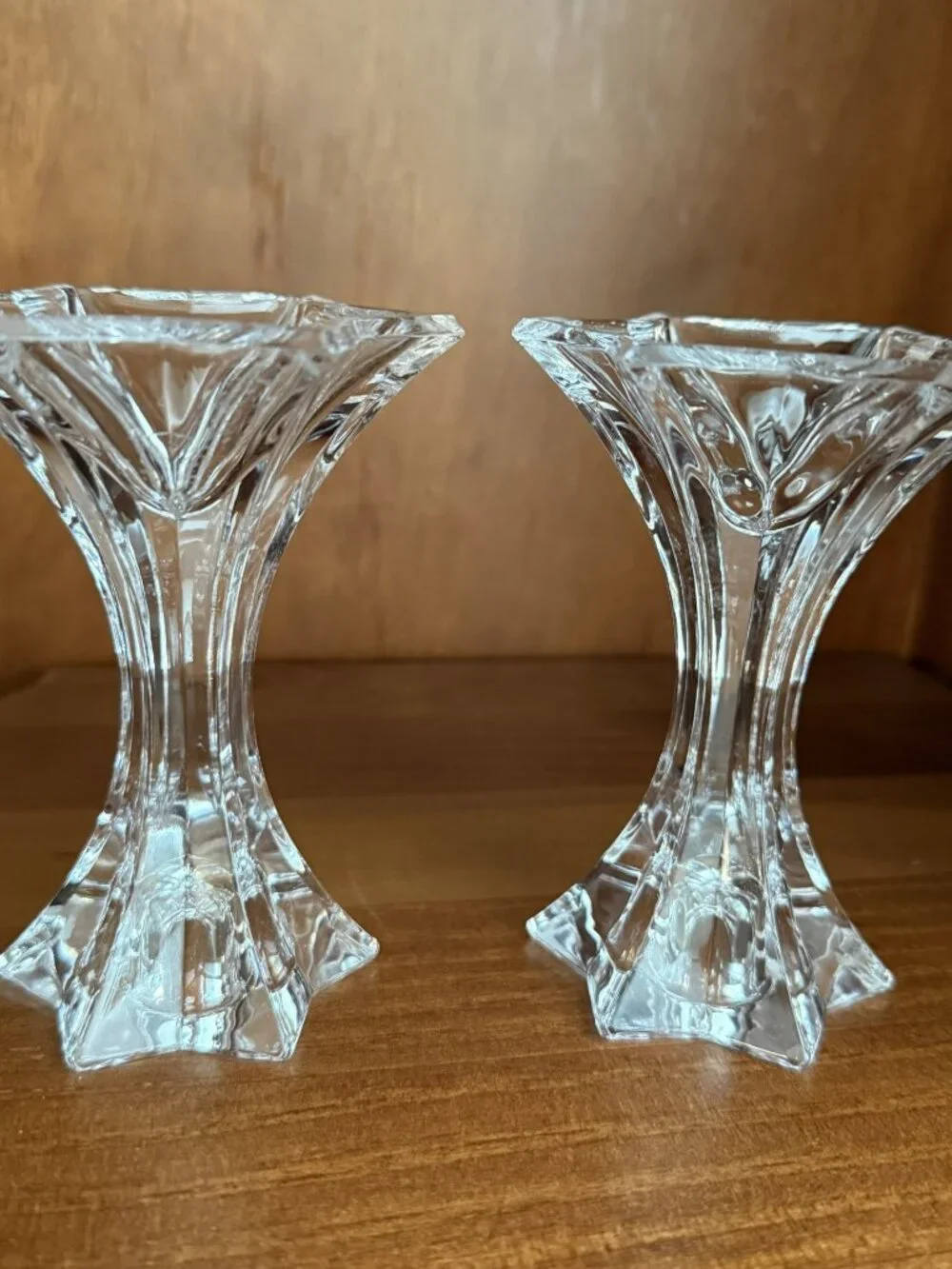 Mikasa Austria Firestar Crystal Star Shaped Candle Sticks Holder Set